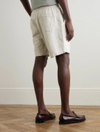 Oliver Spencer - Osborne Straight-Leg Striped Linen and Cotton-Blend Shorts - Neutrals