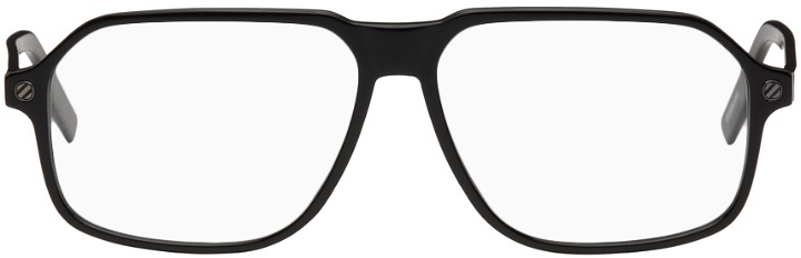 Photo: ZEGNA Black Rectangular Glasses