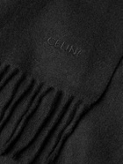 CELINE - Logo-Embroidered Fringed Cashmere Scarf