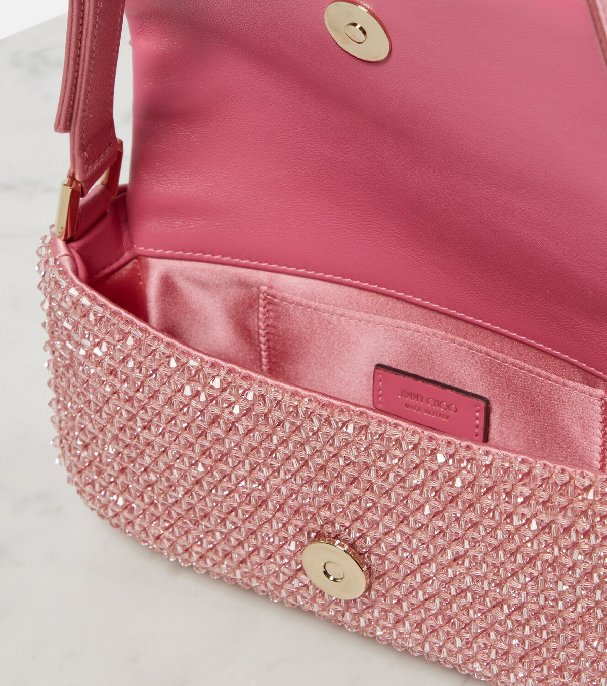 Jimmy Choo Avenue Mini embellished satin shoulder bag Jimmy Choo
