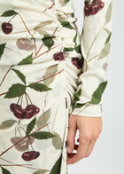 Stella Mccartney Cherry Printed Mesh Midi Skirt Cream