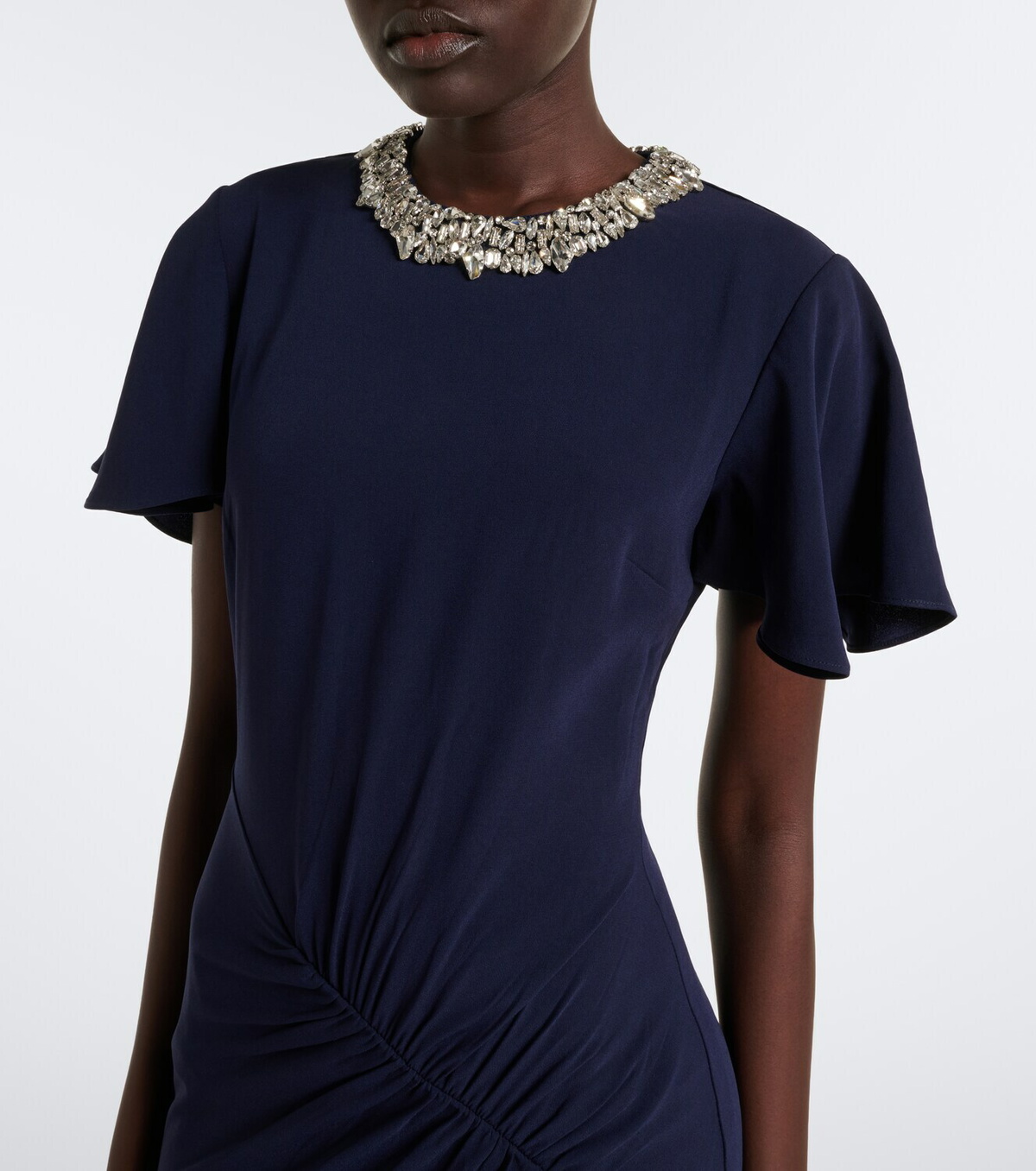 Roland Mouret Crystal-embellished gathered gown