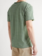 Armor Lux - Logo-Appliquéd Striped Cotton and Linen-Blend T-Shirt - Green