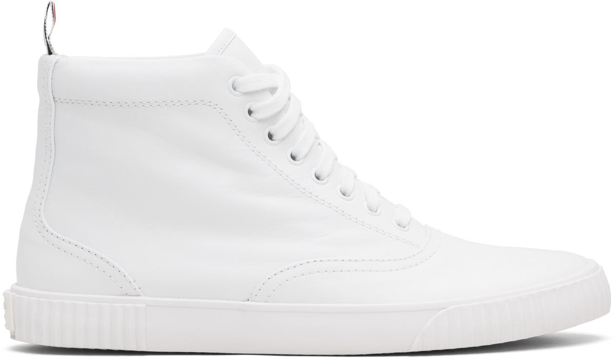 Thom Browne White Mid-Top Heritage Sneakers Thom Browne