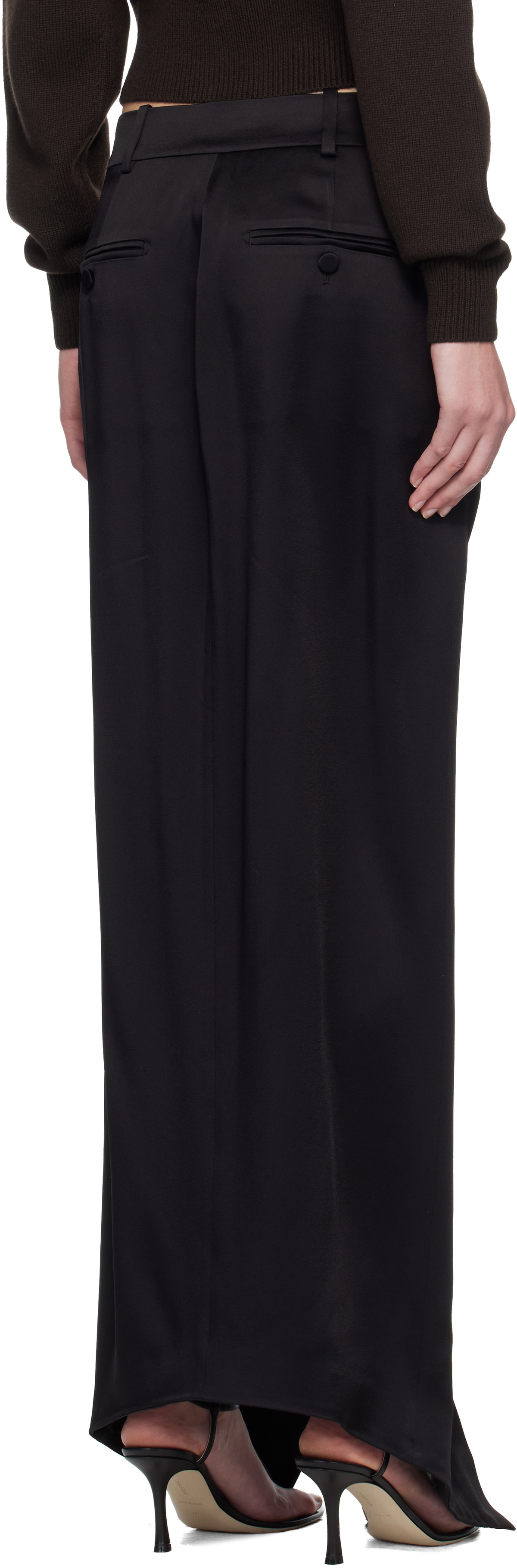 TOM FORD Black Crepe Envers Satin Tailored Maxi Skirt