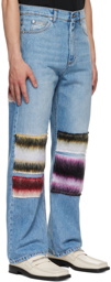 Marni Blue Mohair Patch Cropped Jeans