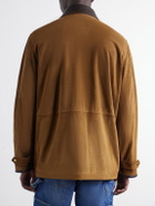 Drake's - Leather-Trimmed Suede Jacket - Brown
