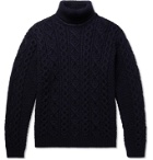 NN07 - Bert Cable-Knit Wool Rollneck Sweater - Blue