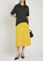 Tory Burch Waxed Canvas Midi Skirt Yellow