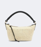 Loewe Cala Mini leather-trimmed raffia top-handle bag