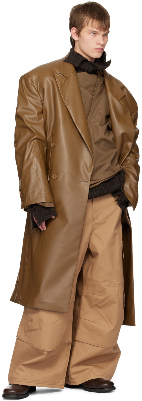 Hed Mayner Brown Extended Collar Shirt Hed Mayner