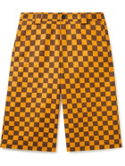 JW ANDERSON - Wide-Leg Checkerboard Cotton Shorts - Brown