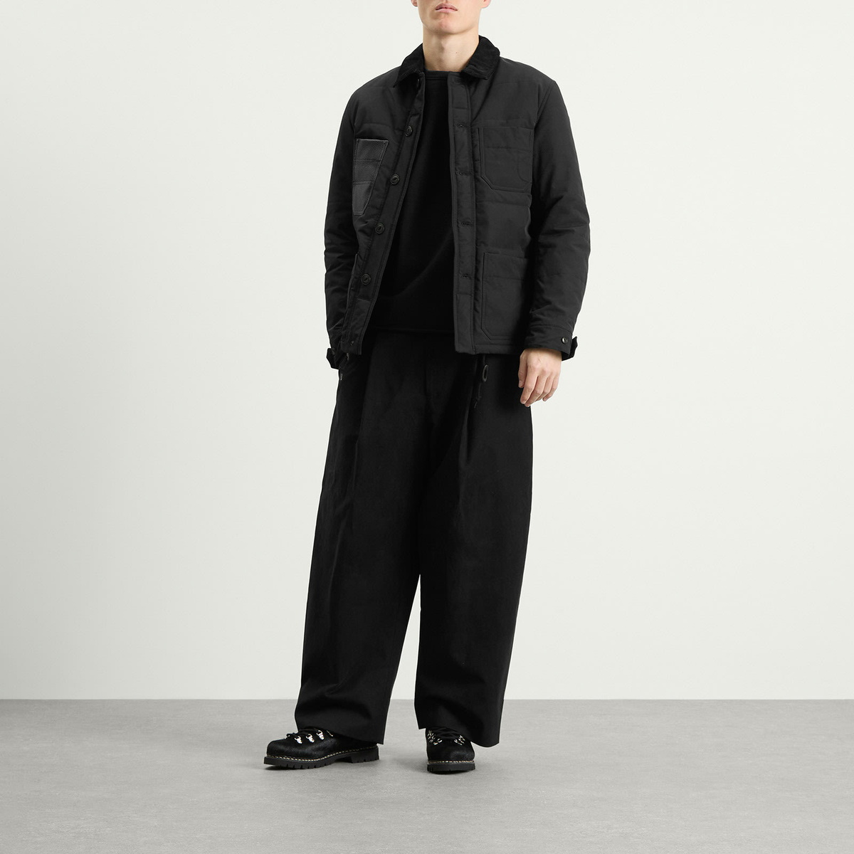 Junya Watanabe MAN Men's Oxford Leather Jacket in Black Red