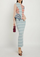 Zimmermann Rebellion Striped Knit Midi Skirt Multicoloured 1