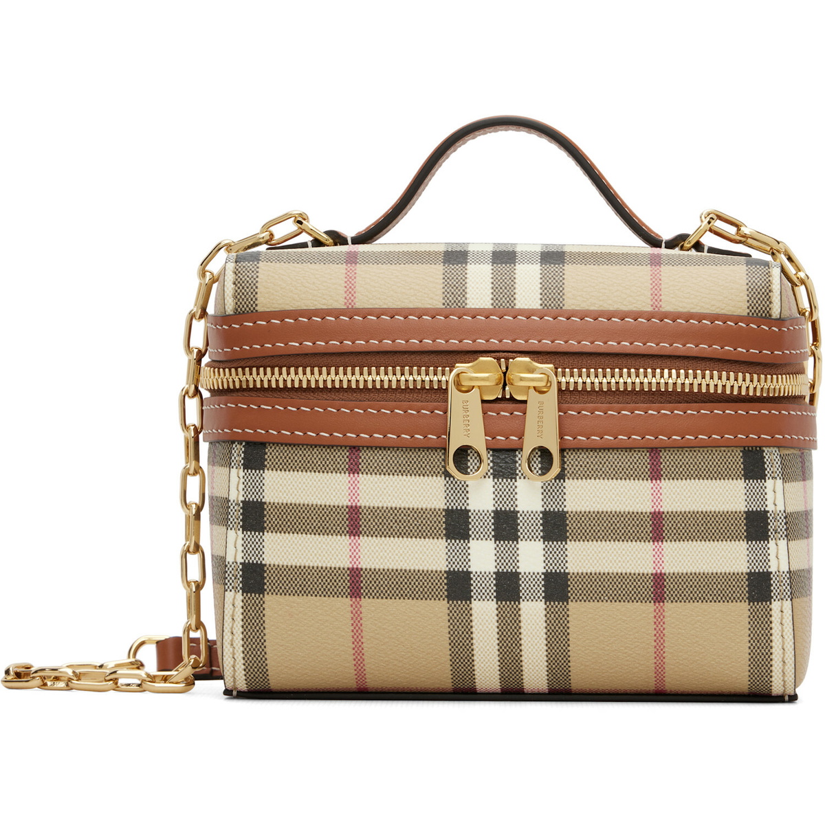 Burberry Beige Mini Check Vanity Bag