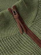 Sid Mashburn - Waffle-Knit Cotton and Cashmere-Blend Half-Zip Sweater - Green