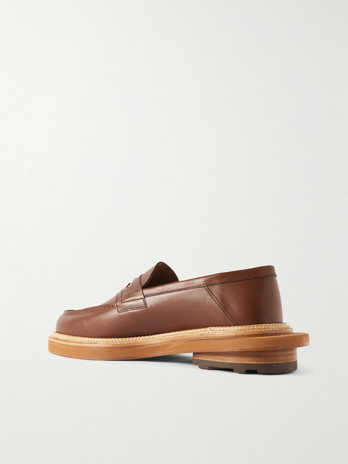 J.M. Weston - Sacai Embellished Leather Loafers - Brown