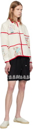 HARAGO White & Red Whimsy Embroidered Shirt