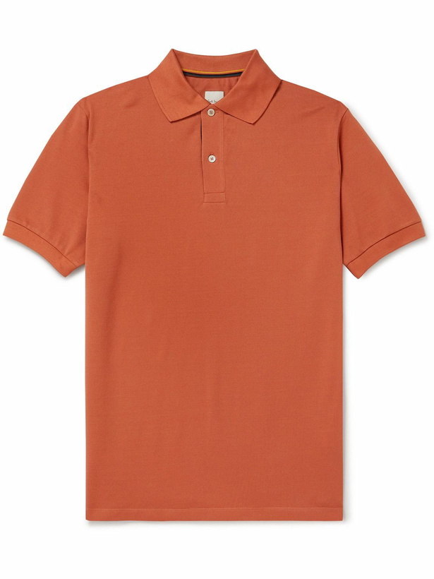 Photo: Paul Smith - Striped Cotton-Piqué Polo Shirt - Orange