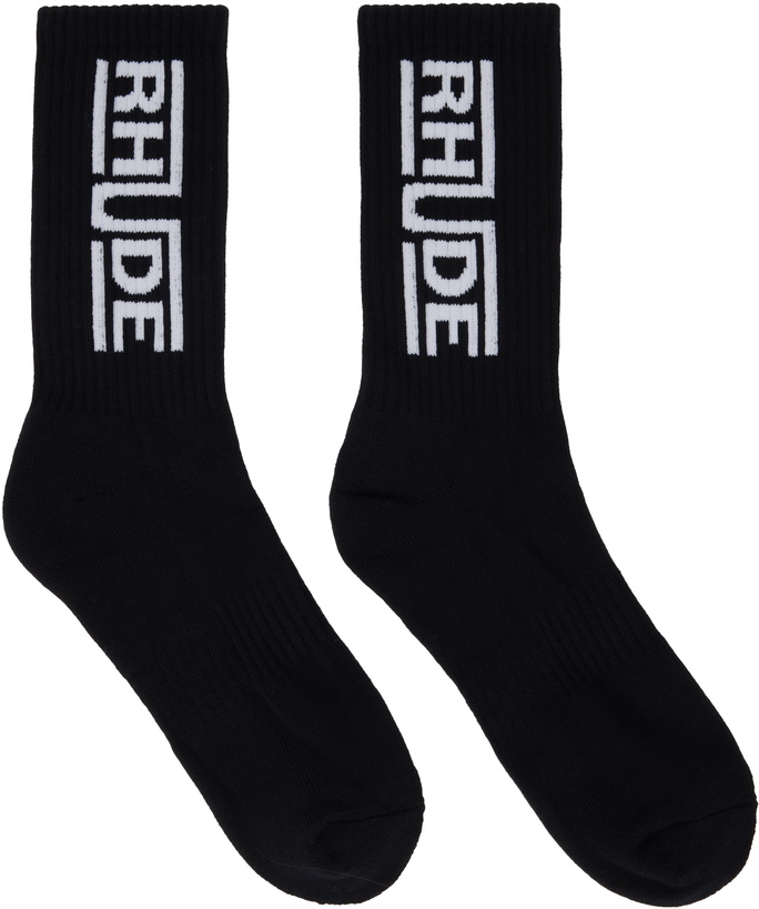 Photo: Rhude Black 'Rhude' Champions Logo Socks