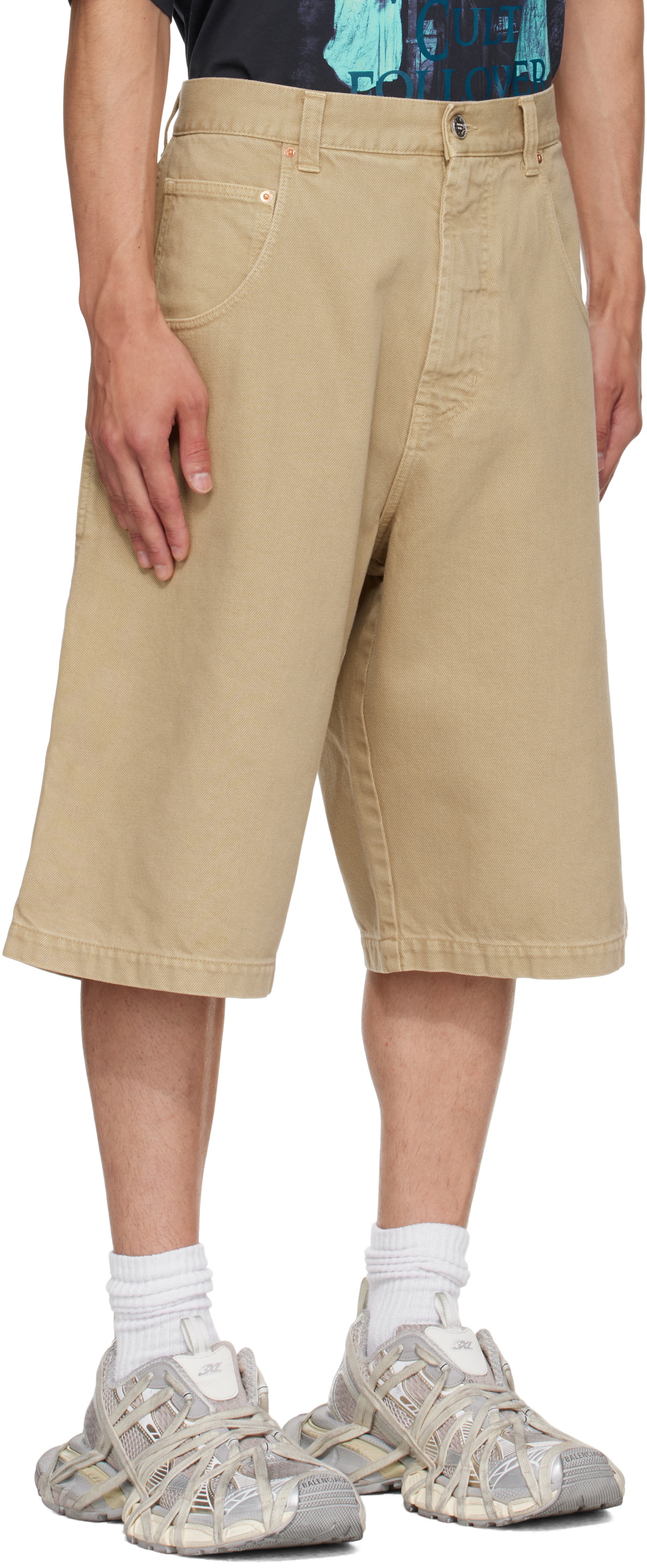 VETEMENTS Beige Hip-Hop Denim Shorts