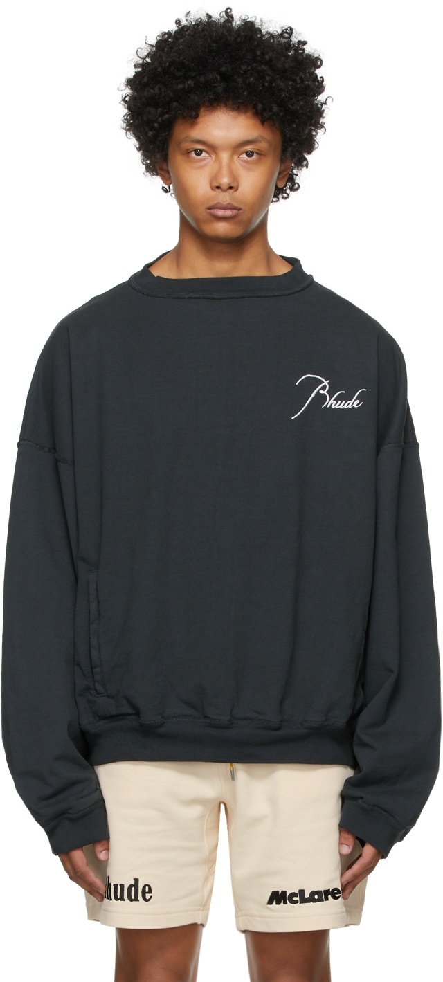 Rhude Black Panel Crewneck Sweater Rhude