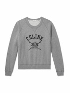 CELINE - Cropped Logo-Print Cotton-Jersey Sweatshirt - Gray