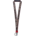 Off-White - Industrial Leather-Trimmed Logo-Jacquard Webbing Lanyard - Gray