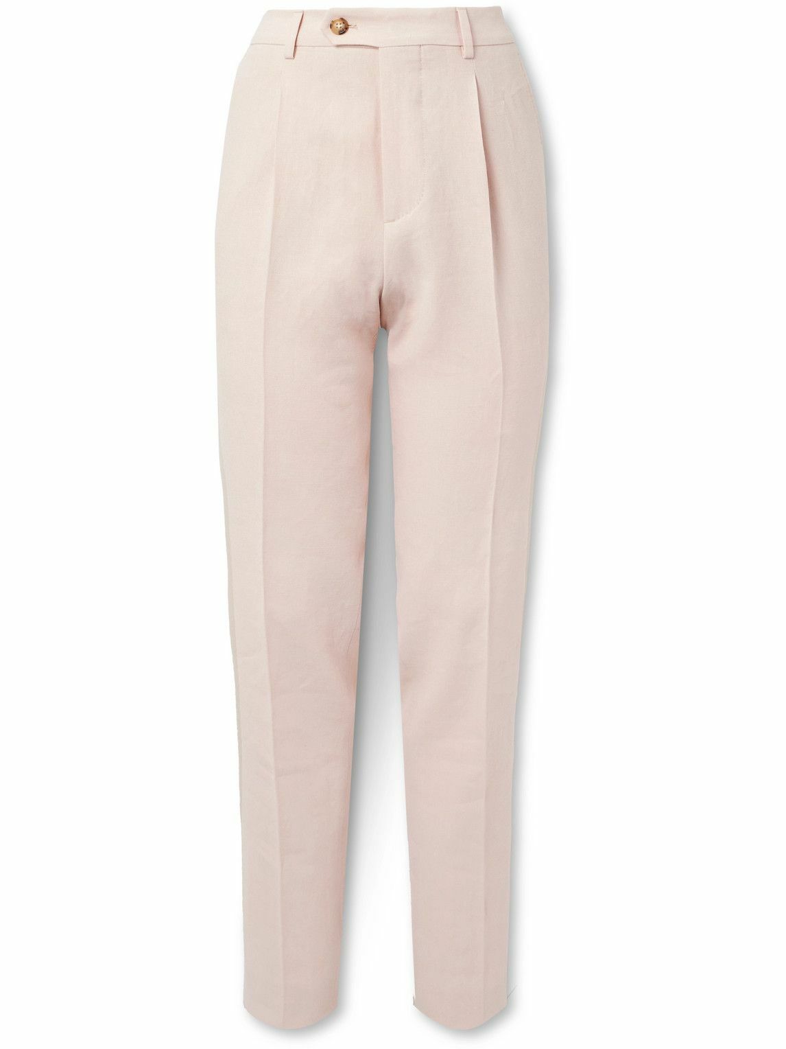 Brunello Cucinelli - Slim-Fit Pleated Linen Suit Trousers - Pink