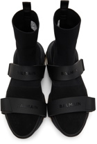 Balmain Black Knit B-Bold Strap High Sneakers