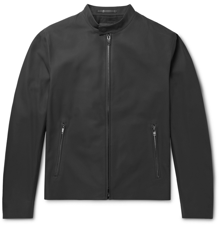 Photo: Theory - Wyndsor Slim-Fit Matte-Leather Moto Jacket - Gray