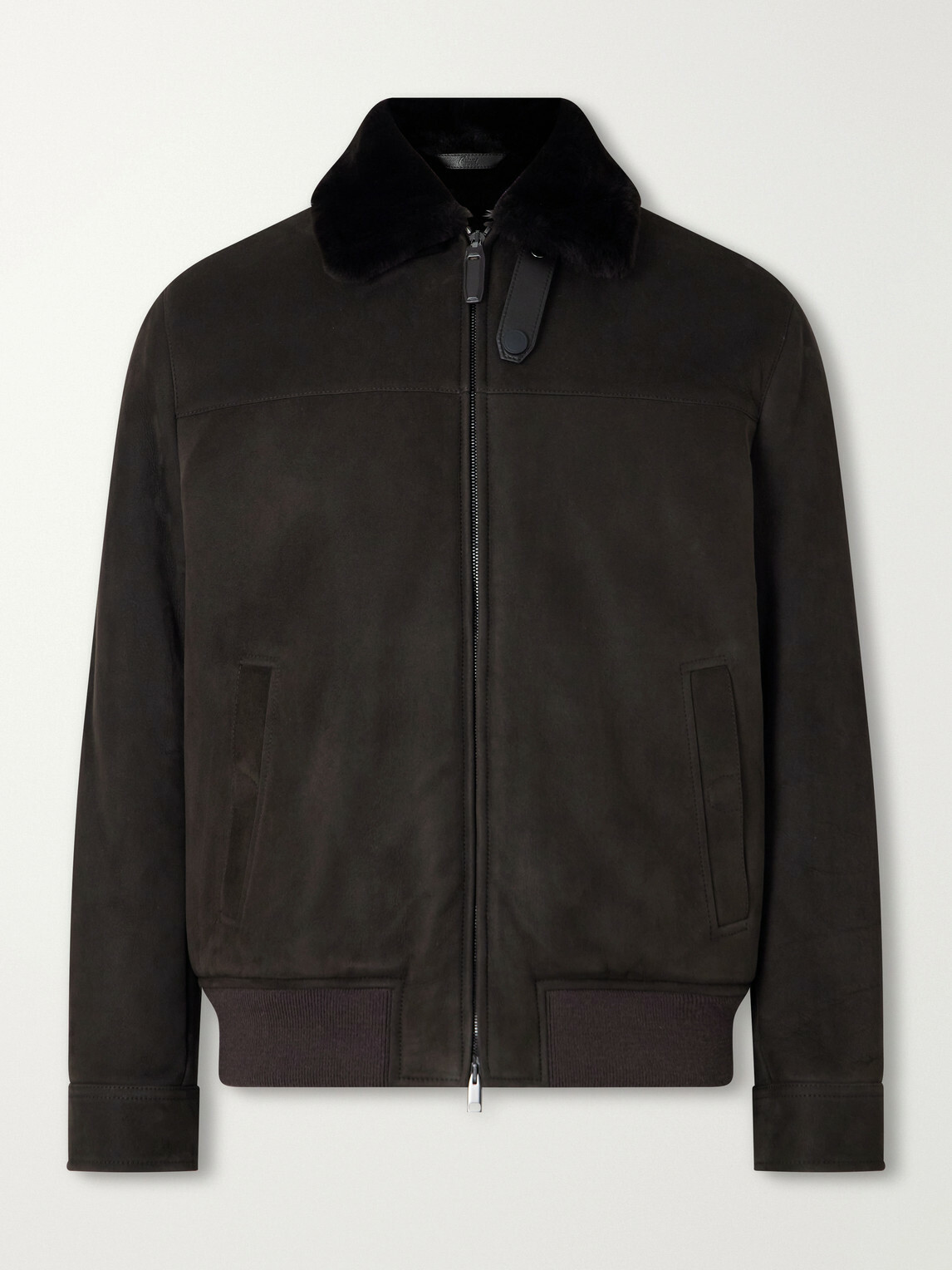 Brioni - Shearling and Leather-Trimmed Suede Jacket - Brown