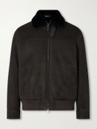 Brioni - Shearling and Leather-Trimmed Suede Jacket - Brown