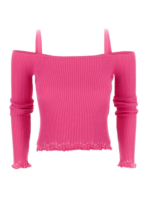 Photo: Blumarine Off The Shoulders Ribbed Blouse