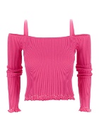 Blumarine Off The Shoulders Ribbed Blouse