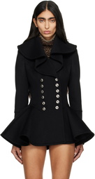 McQueen Black Waterfall Collar Coat