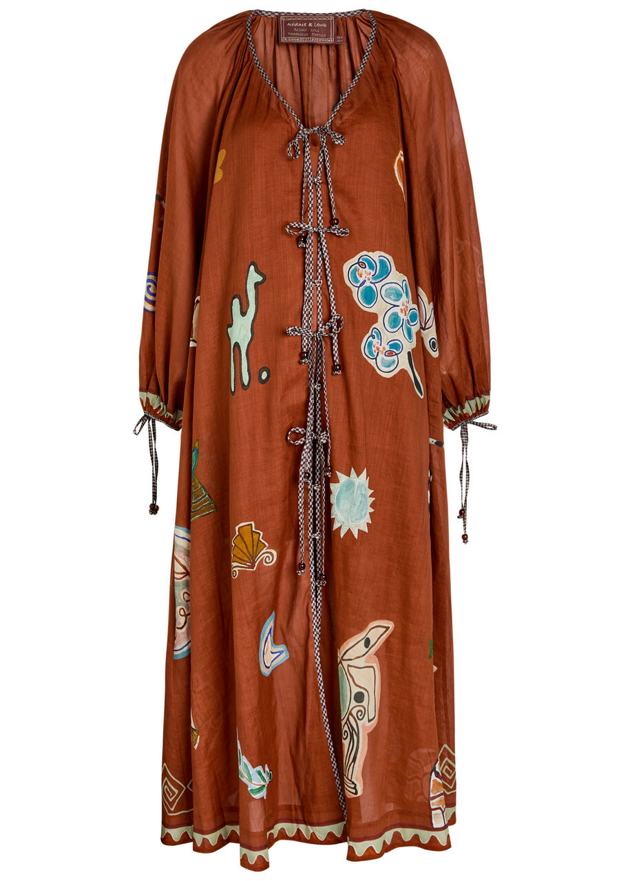 Alemais Laurence Printed Woven Maxi Dress Rust