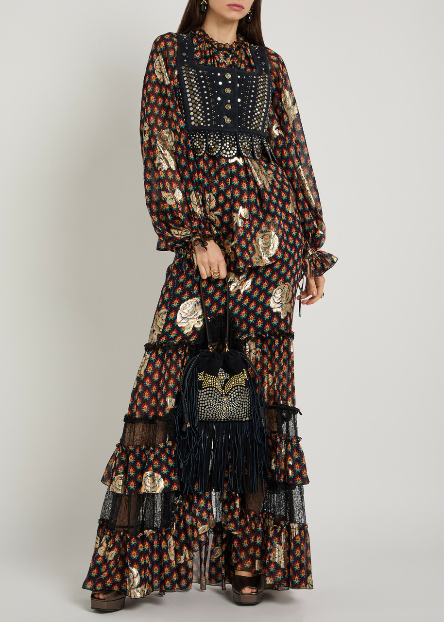 Etro Embellished Suede top Light Blue
