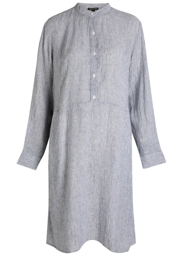 Photo: Eileen Fisher Striped Linen Midi Shirt Dress Blue