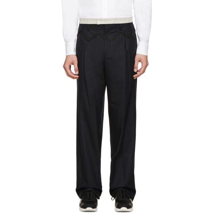 Photo: Kolor Navy Embroidered Wool Trousers