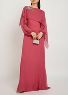 Erdem Cape-effect Silk-georgette Maxi Dress Pink