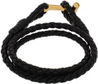 TOM FORD Black Braided Leather Bracelet