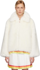 Casablanca White Zip Faux-Fur Jacket