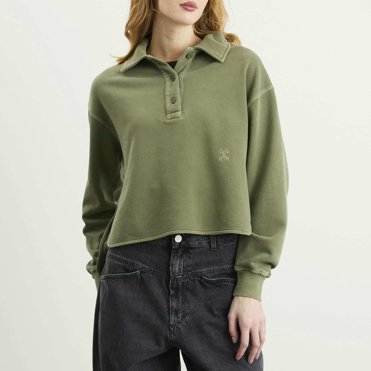 Closed Women's Rugby Shirt in Army Green