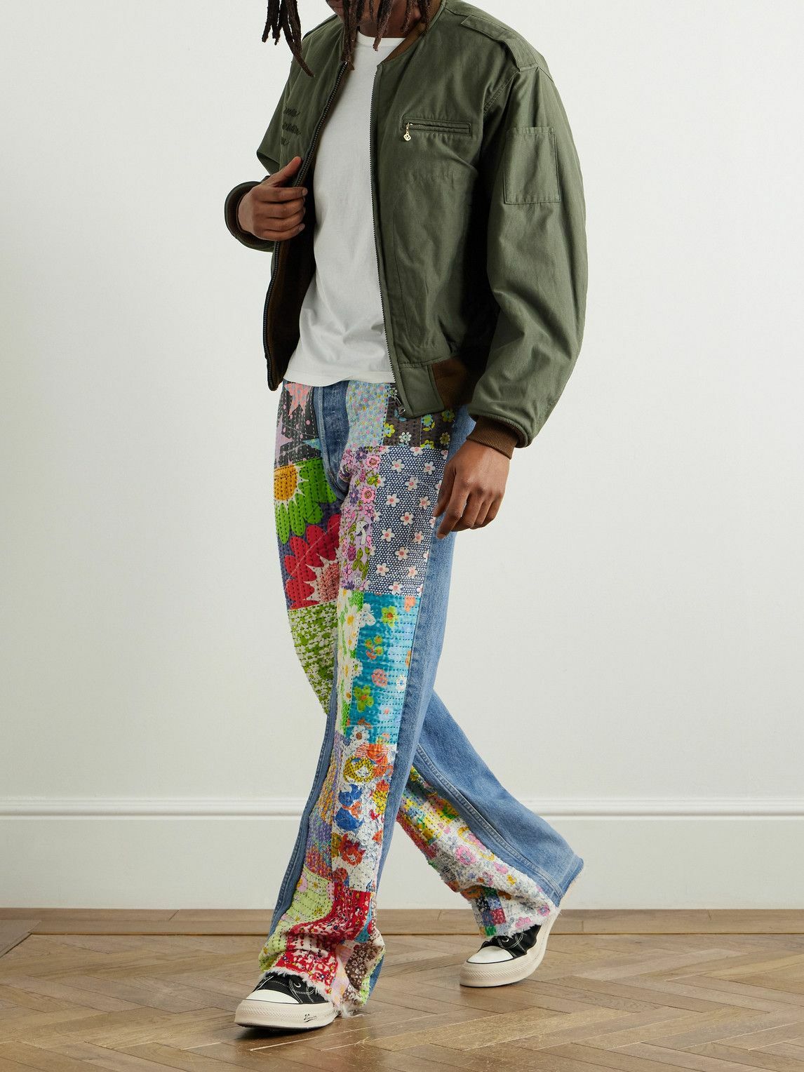 READYMADE - Flared Appliquéd Patchwork Jeans