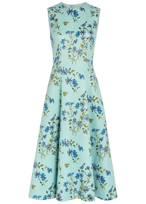 Photo: Emilia Wickstead Mara Floral-print Faille Midi Dress Blue