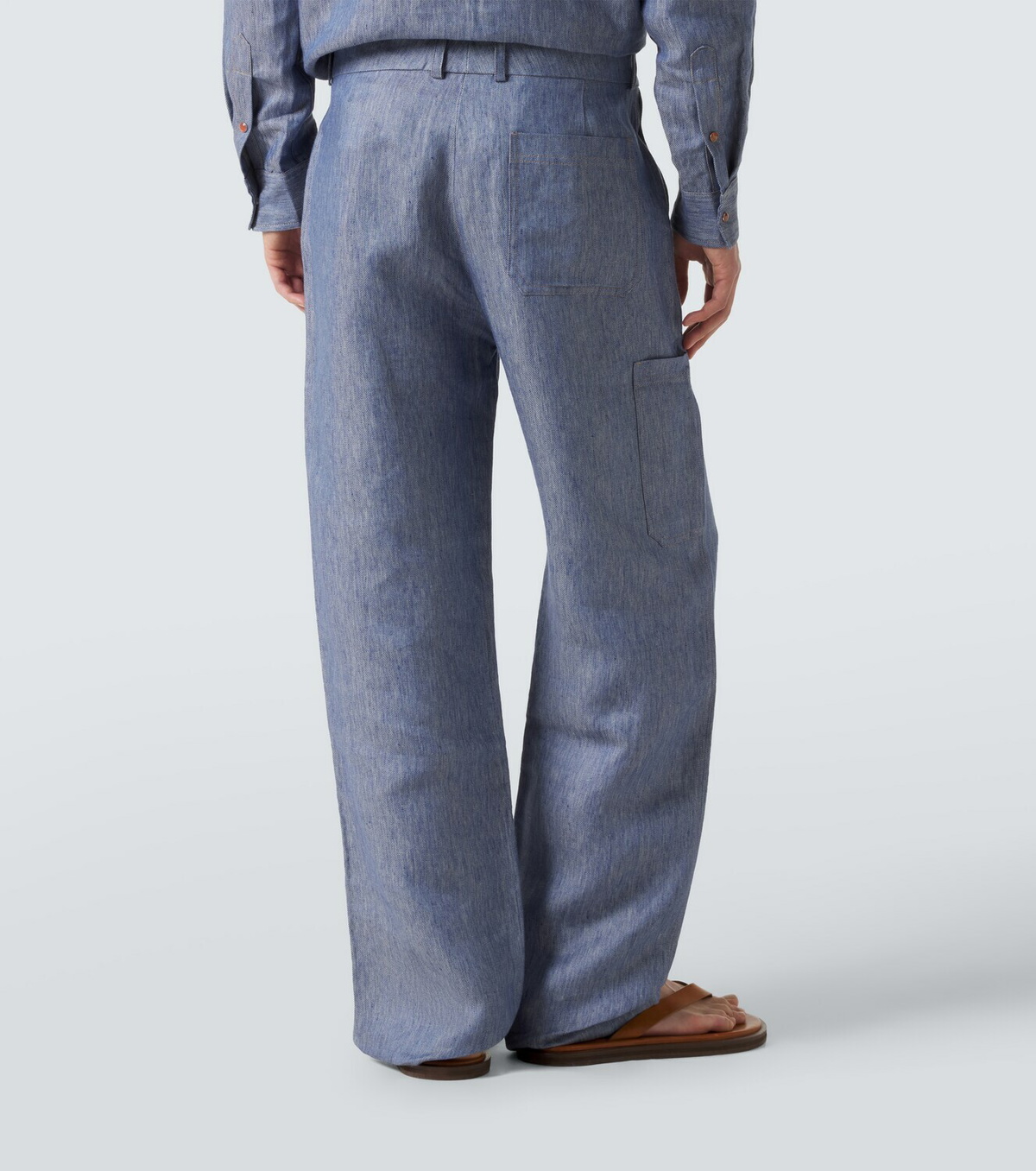 God's True Cashmere Linen denim straight pants with carnelian