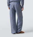 God's True Cashmere Linen denim straight pants with carnelian