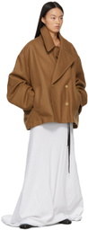 Hed Mayner Tan Wool Cropped Peacoat