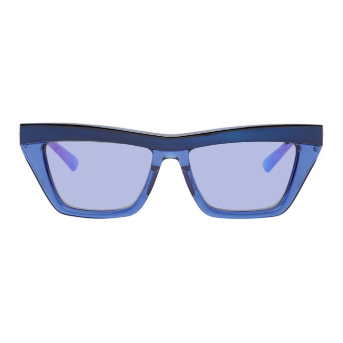 Photo: Bottega Veneta Blue Rectangular Sunglasses